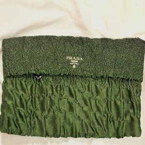 Prada Green Textured Jumbo Clutch